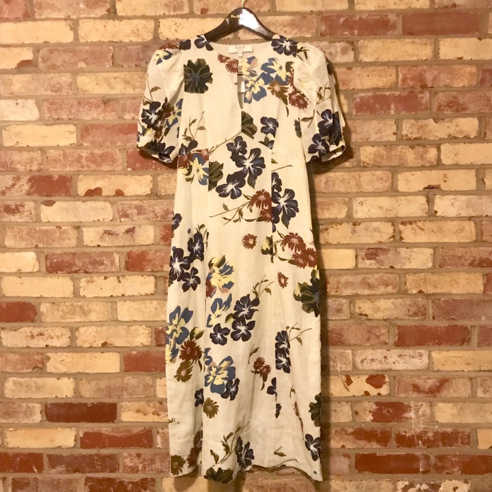 SEA New York Margherite Cream Floral Dress 0 XS